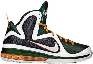 Nike  LeBron 9 Miami Hurricanes White/White-Gorge Green-Total Orange (469764-102)
