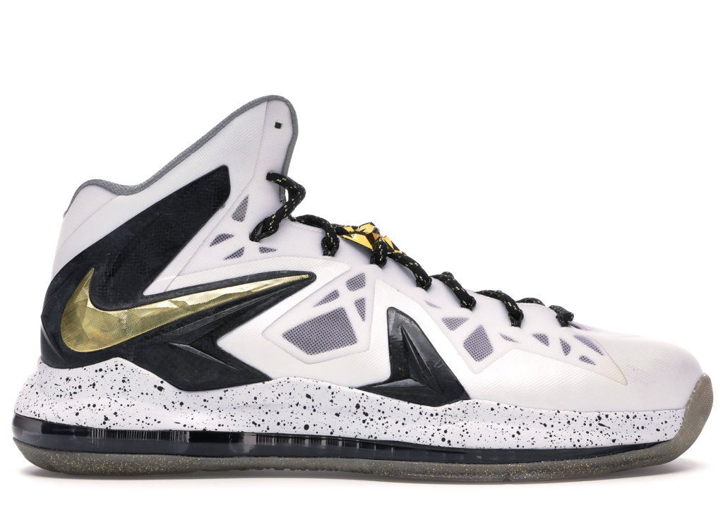 Nike LeBron X Elite+ White Gold White/Metallic Gold-Black (579834-100)
