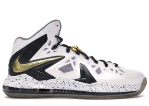 Nike  LeBron X Elite+ White Gold White/Metallic Gold-Black (579834-100)