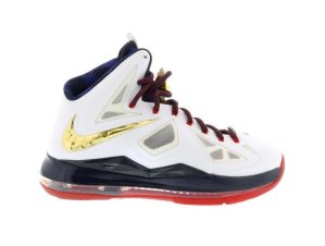 Nike  LeBron X SP Gold Medal White/Metallic Gold-Obsidian-University Red (542244-100)