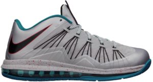 Nike LeBron X Low Akron Aeros Metallic Platinum/Black-Tropical Teal-Challenge Red (579765-002)