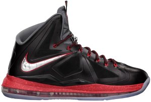 Nike  LeBron X+ Pressure Black/Chrome-University Red-Cool Grey (598360-001)