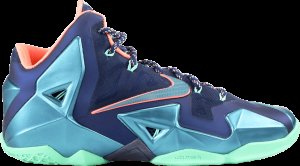 Nike  LeBron XI Akron vs. Miami (GS) BRAVE BLUE/GREEN GLOW-MINERAL TEAL (621712-401)