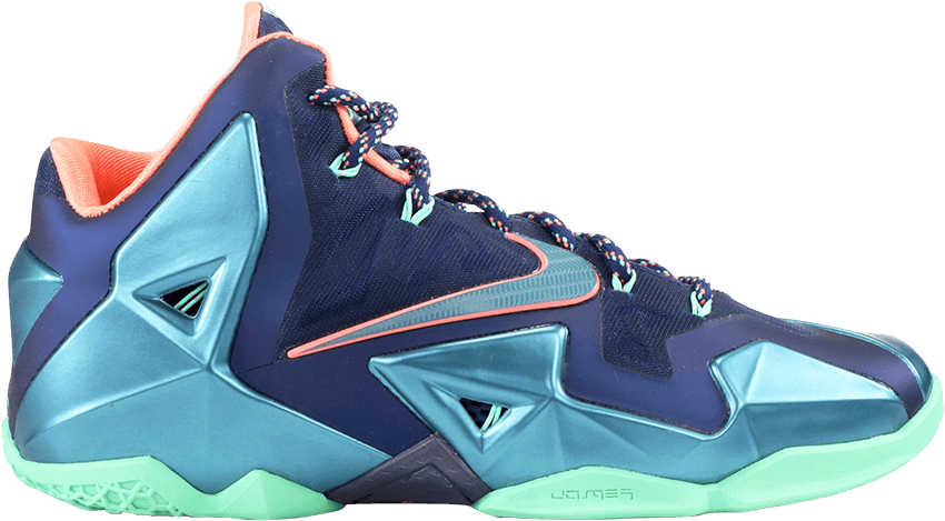 Nike LeBron XI Akron vs. Miami (GS) BRAVE BLUE/GREEN GLOW-MINERAL TEAL (621712-401)
