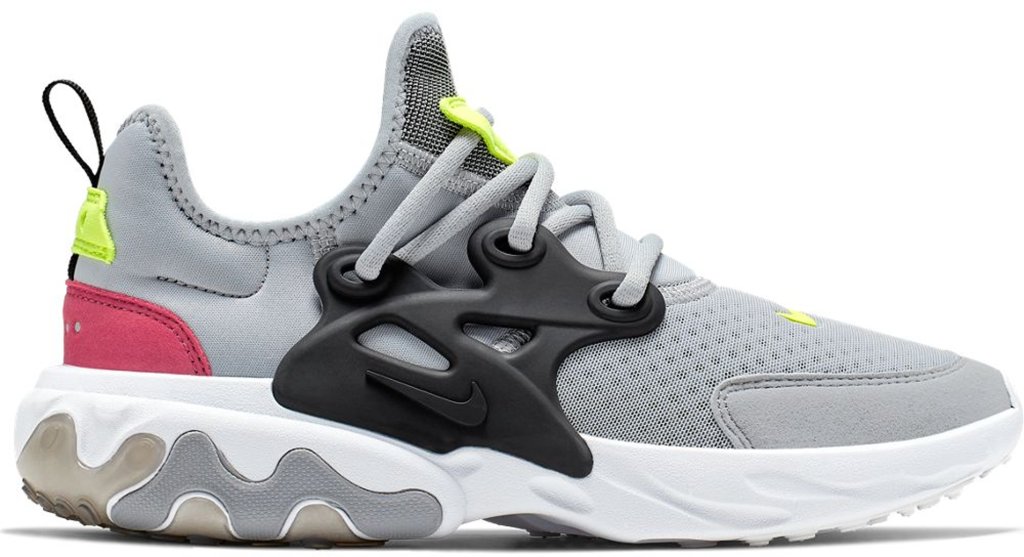 Nike React Presto Wolf Grey Black Rush Pink Volt (GS) Wolf Grey/Black-Rush Pink-Volt (BQ4002-004)