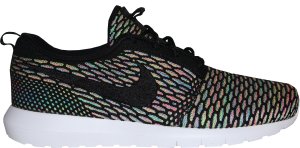 Nike Roshe Run Flyknit Multi-Color Black/Black-Pink Pow-Blue Glow (677243-013)