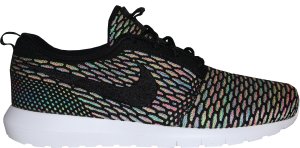 Nike  Roshe Run Flyknit Multi-Color Black/Black-Pink Pow-Blue Glow (677243-013)