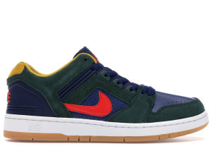 Nike  SB Air Force 2 Low Rugby Midnight Green/Blue Void-Habanero Red (AO0300-364)