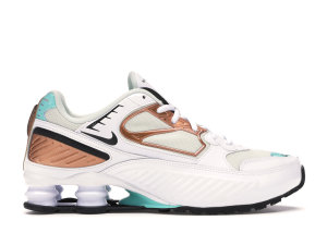 Nike  Shox Enigma White Aura Green Rose Gold (W) White/Black-Spruce Aura-Aurora Green (BQ9001-100)