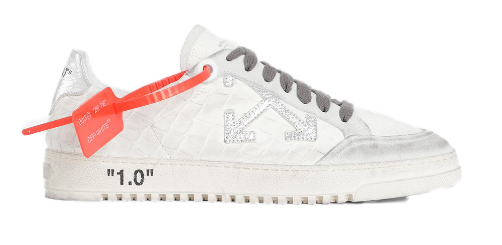 OFF-WHITE 2.0 Low Silver Crocodile FW19 White/Silver (OMIA042F19D680370191)