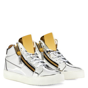 Giuseppe Zanotti KRISS STEEL Mid Top Sneakers Silver (70909)