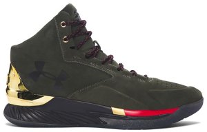 Under Armour Curry 1 Lux Mid Suede Downtown Green Downtown Green/Metallic Gold-Red (1296617-330)