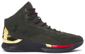 Under Armour  Curry 1 Lux Mid Suede Downtown Green Downtown Green/Metallic Gold-Red (1296617-330)