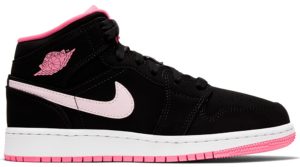 Jordan 1 Mid Black Digital Pink (GS) Black/Digital Pink-White-Pink Foam (555112-066)