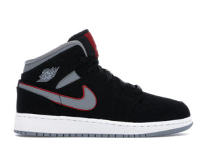 Jordan 1 Mid Black Particle Grey Gym Red (GS) Black/Particle Grey-White-Gym Red (554725-060)
