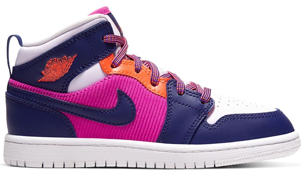 Jordan 1 Mid Fire Pink Barely Grape (PS) Fire Pink/Barely Grape-Hyper Crimson-Regency Purple (640737-602)