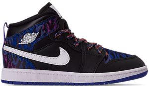 Jordan 1 Mid Multi-Color Tiger Stripe (PS) Black/White-Rush Violet-Black (AV5173-005)