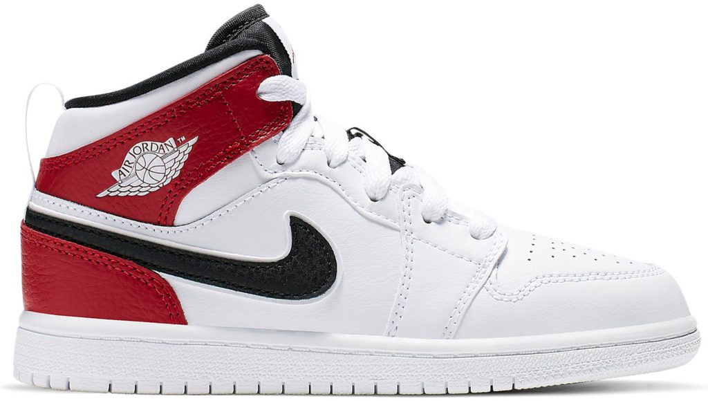 Jordan 1 Mid White Black Gym Red (PS) White/Black-Gym Red (640734-116)