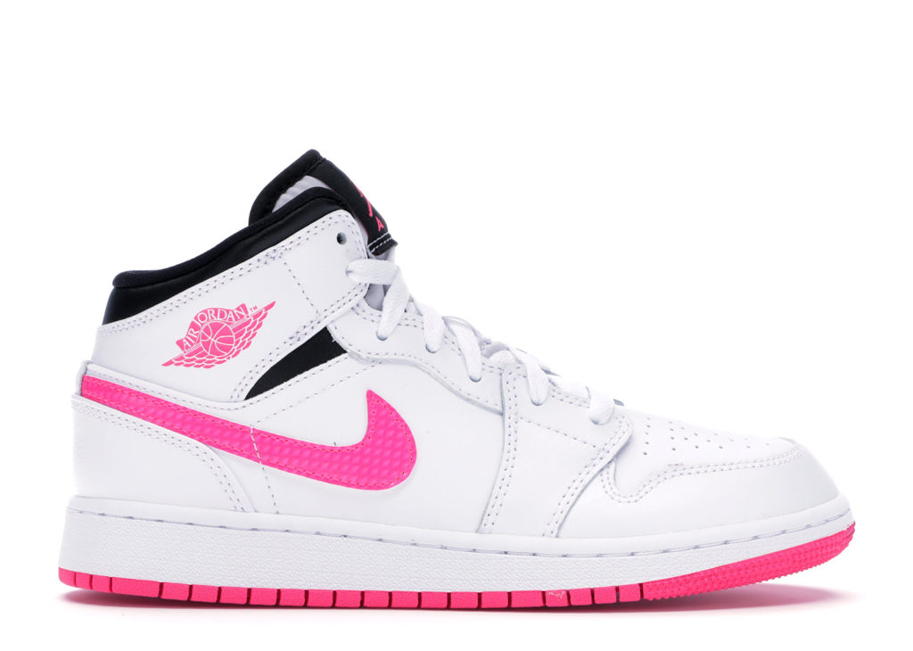 Jordan 1 Mid White Black Hyper Pink (GS) White/Black-Hyper Pink (555112-106)