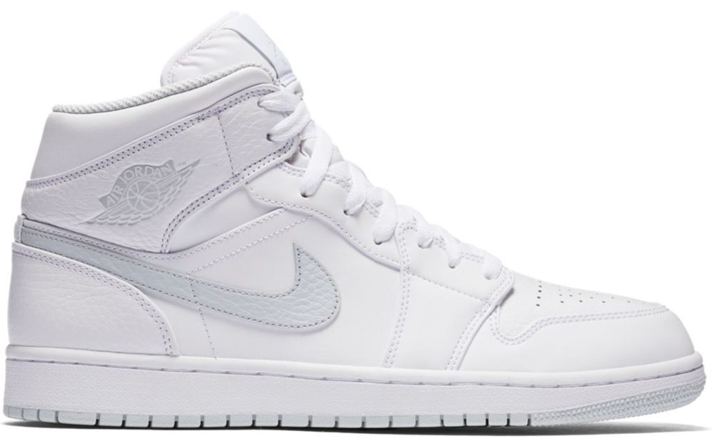 Jordan 1 Mid White Pure Platinum Swoosh White/Pure Platinum (554724-108)