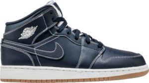 Jordan 1 Retro Mid Derek Jeter RE2PECT (GS) Obsidian/White-Gum Light Brown (554725-402)