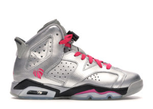 Jordan 6 Retro Valentine’s Day 2014 (GS) Metallic Silver/Vivid Pink-Black (543390-009)