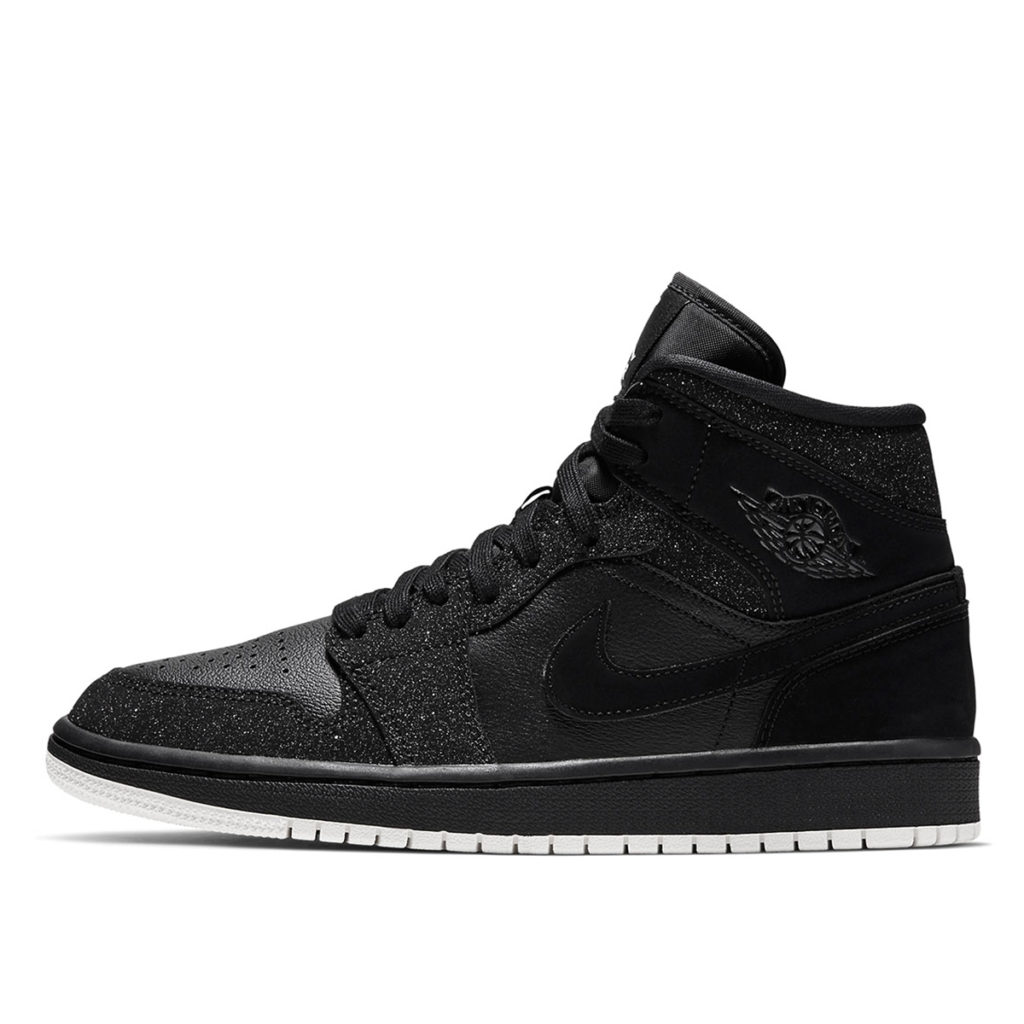 Air Jordan Nike AJ I 1 WMNS Mid Glitter Black (BQ6472-001)