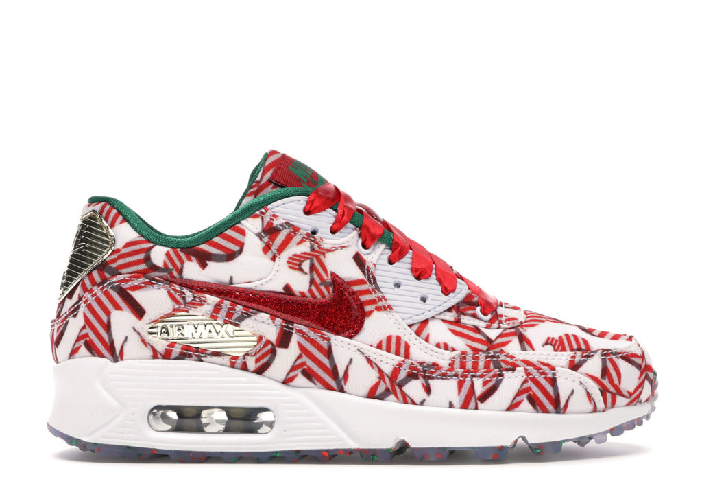 Nike Air Max 90 Candy Cane Christmas 2015 (W) White/University Red-Metallic Gold (813150-101)