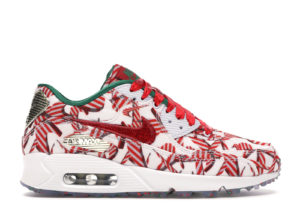 Nike Air Max 90 Candy Cane Christmas 2015 (W) White/University Red-Metallic Gold (813150-101)