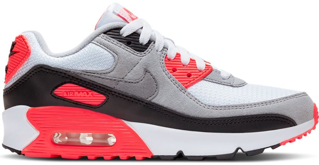 Nike Air Max 90 Infrared 2020 (GS) White/Black-Cool Grey-Radiant Red (DC8334-100)