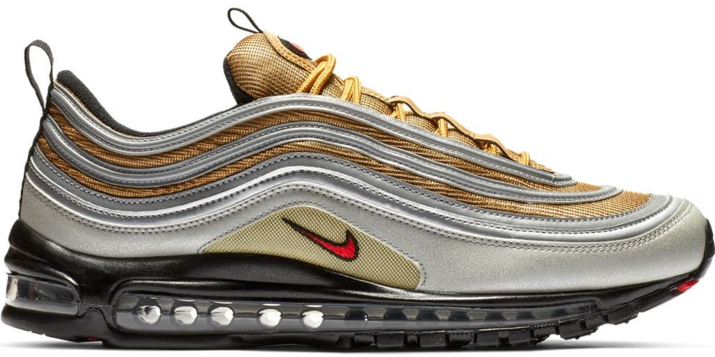 Nike Air Max 97 Silver Gold Metallic Silver/University Red-Metallic Gold-Black (BV0306-001)