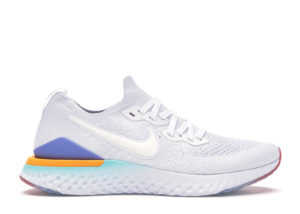 Nike  Epic React Flyknit 2 White Hyper Jade Ember Glow (W) White/White/Hyper Jade-Ember Glow-Sapphire-Laser Orange (BQ8927-104)