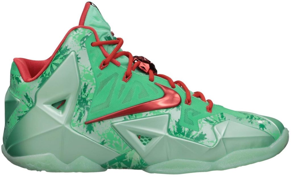 Nike LeBron 11 Christmas Green Glow/Light Crimson-Arctic Green (616175-301)