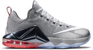 Nike LeBron 12 Low Earned Wolf Grey/White-Dark Grey-Hot Lava (724557-014)