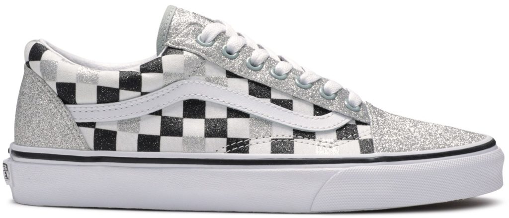 Vans Old Skool Glitter Checkerboard (W) Silver/True White-Black (VN0A4BV5V3J)
