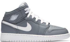 Jordan 1 Mid Cool Grey White (GS) Cool Grey/White-White (554725-036)