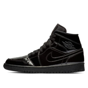 Air Jordan Womens Nike AJ I 1 Mid Triple Black Patent (2018) (BQ6472-002)