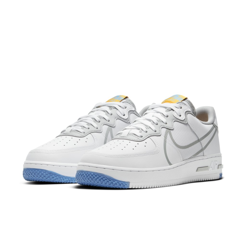 nike air force 1 react white light smoke grey