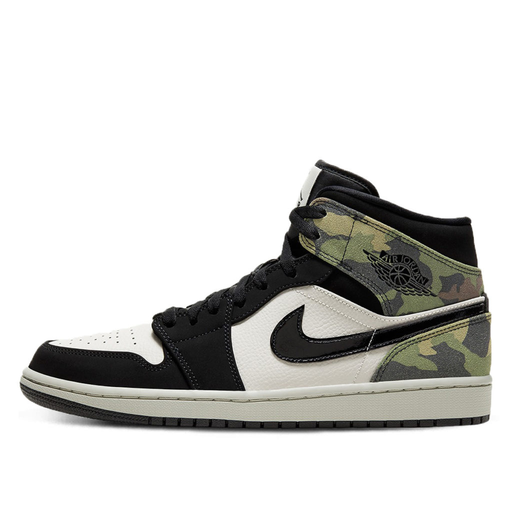 Jordan 1 Mid Camo (2020) Light Bone/Black (CW5490-001)