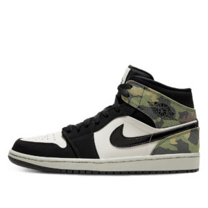 Jordan 1 Mid Camo (2020) Light Bone/Black (CW5490-001)