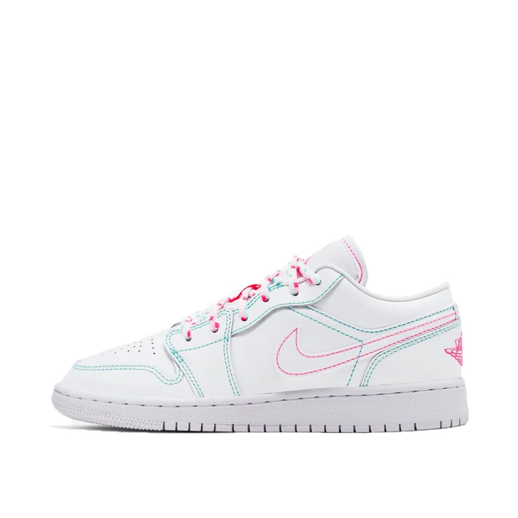 Air Jordan 1 Low White Green Pink (GS) (554723-101)