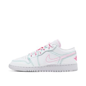 Air Jordan 1 Low White Green Pink (GS) (554723-101)