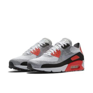 Nike  Air Max 90 Ultra Flyknit 2.0 Infrared White/Wolf Grey-Bright Crimson (875943-100)