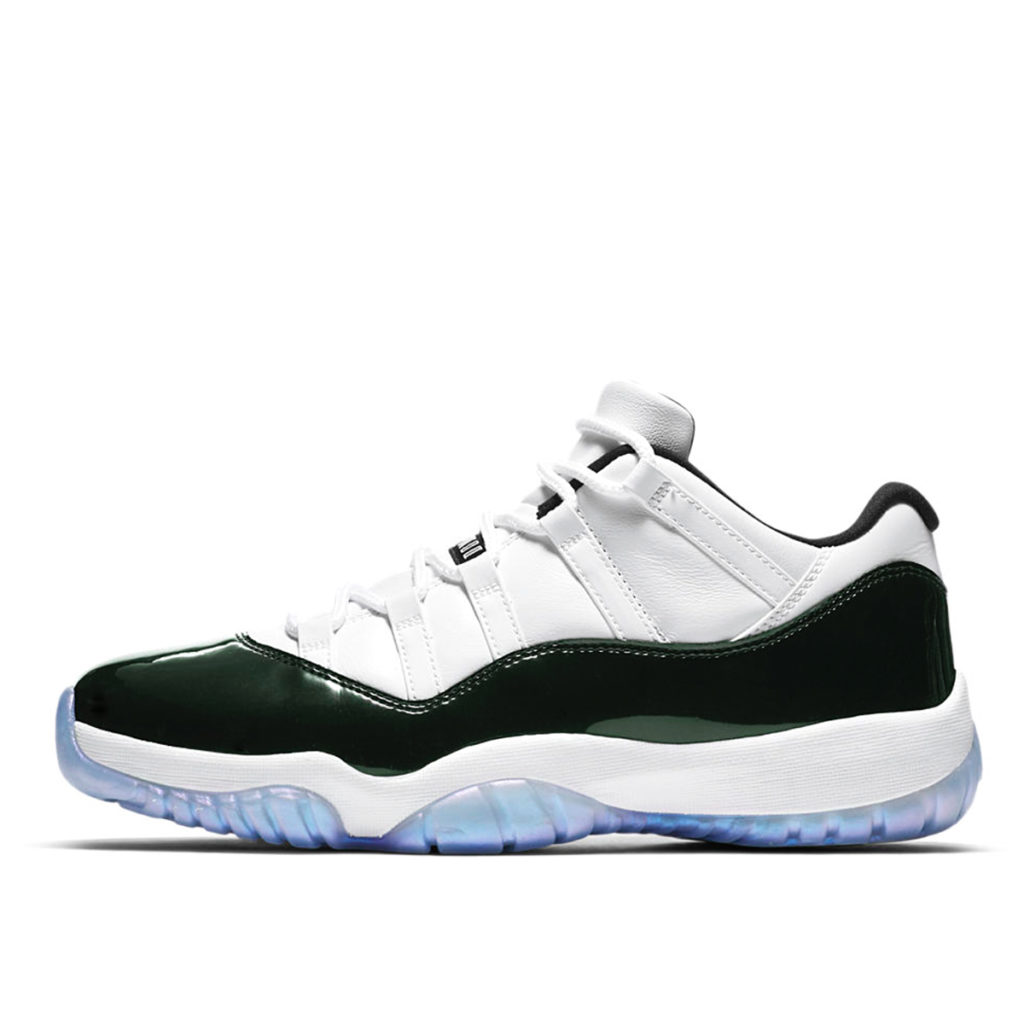 Jordan 11 Retro Low Iridescent White/Black-Emerald Rise (528895-145)