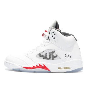 Jordan 5 Retro Supreme White White/Fire Red-Black (824371-101)