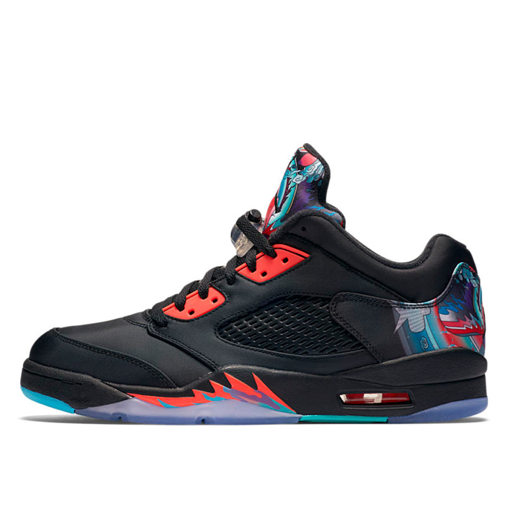 Jordan 5 Retro Low Chinese New Year Black/Bright Crimson-Beta Blue-Black (840475-060)