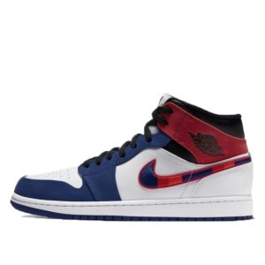 Jordan 1 Mid Multi-Color Swoosh White/Game Royal-Gym Red-Black (852542-146)