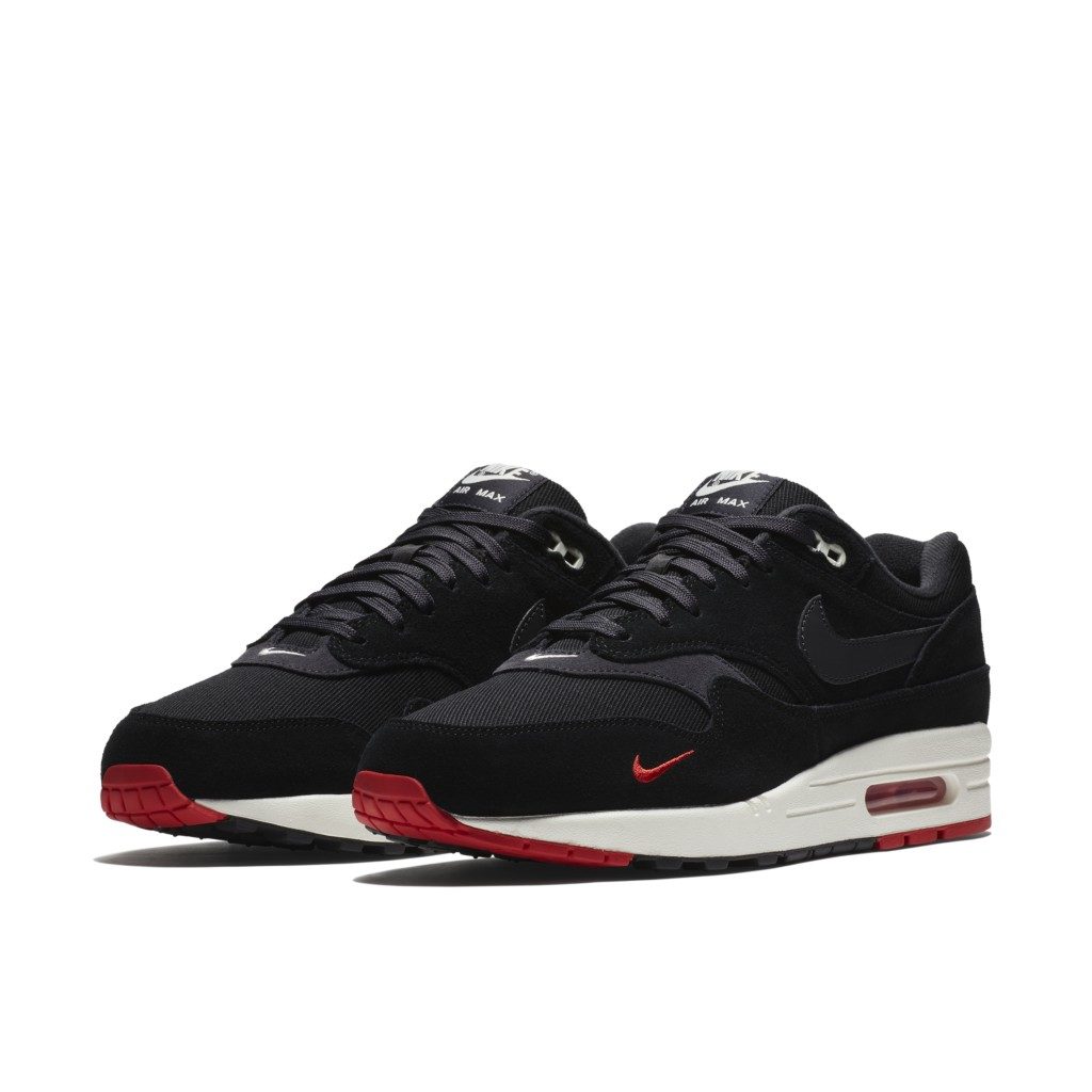 Nike Air Max 1 Mini Swoosh Bred Black/Oil Grey-University Red (875844-007)
