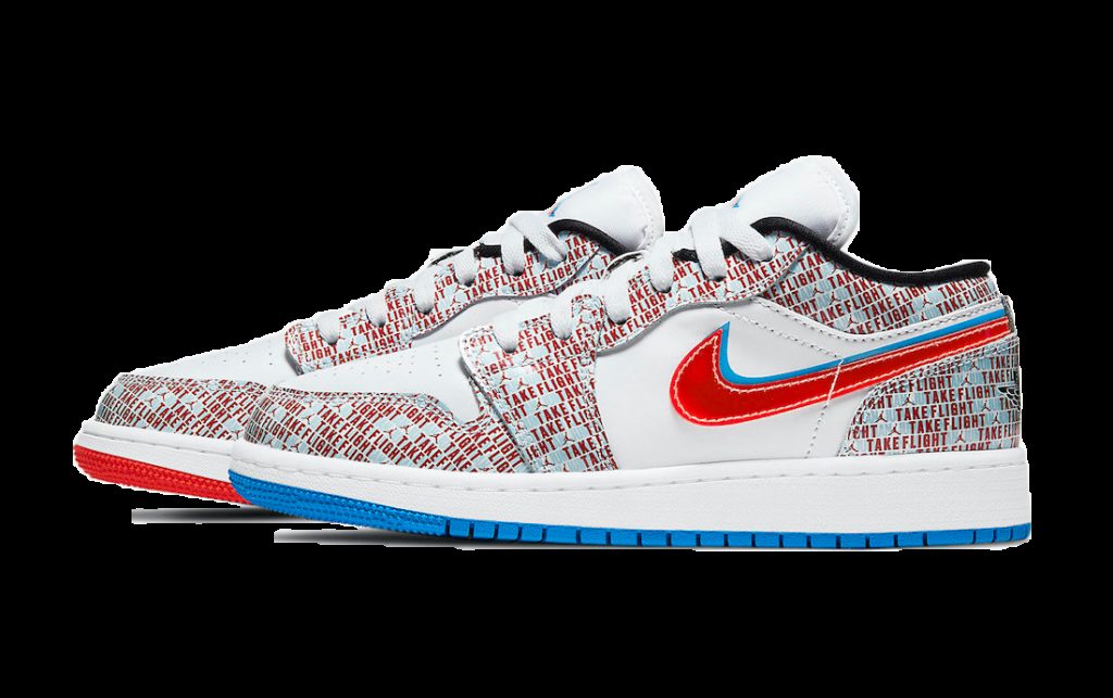 Jordan 1 Low SE Take Flight (GS) White/Blue Hero-Bright Crimson-Black (DD1527-114)