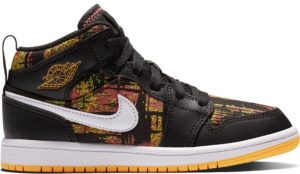 Jordan 1 Mid Black Laser Orange Bright Melon (PS) Black/Laser Orange-Bright Melon-White (640737-003)